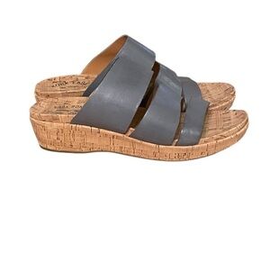 Kork-ease Menzie Blue Periwinkle Leather Straps Cork Wedge Sandals KE0004734